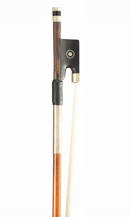 A nickel-mounted violin bow, unbranded