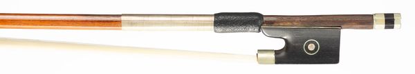A nickel-mounted violin bow, unbranded