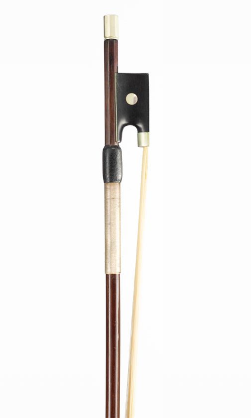 A nickel-mounted violin bow, unbranded