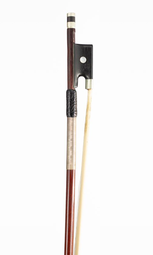 A nickel-mounted violin bow, unbranded