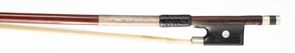 A nickel-mounted violin bow, unbranded