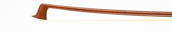 A nickel-mounted violin bow, branded [indistinctly]