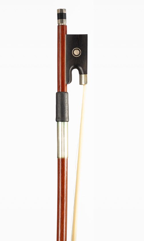 A nickel-mounted viola bow, unbranded