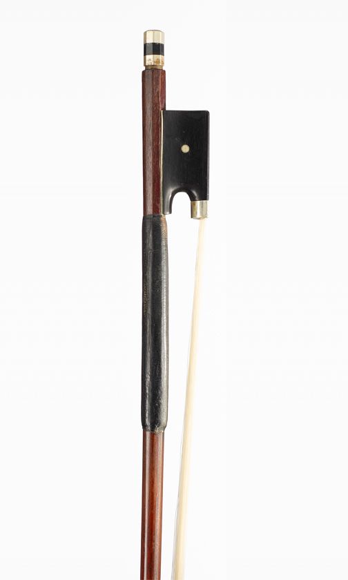 A nickel-mounted violin bow, unbranded