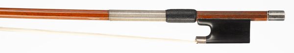 A silver-mounted violin bow, unbranded