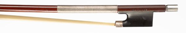 A silver-mounted violin bow, branded Carrodus