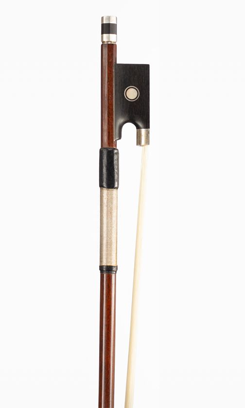 A silver-mounted violin bow, unbranded