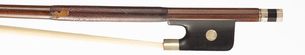 A nickel-mounted cello bow, unbranded