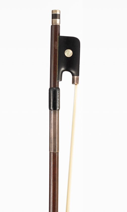 A silver-mounted cello bow, unbranded