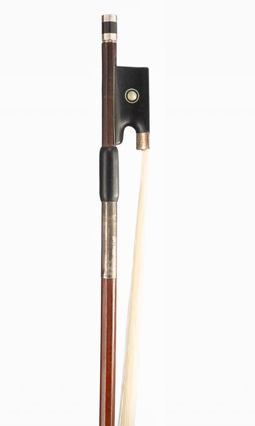 A silver-mounted violin bow, unbranded