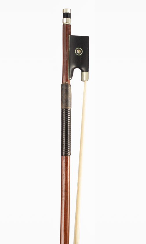 A nickel-mounted violin bow, workshop of Penzel, Germany, circa 1950