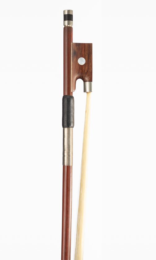 A nickel-mounted violin bow, unbranded