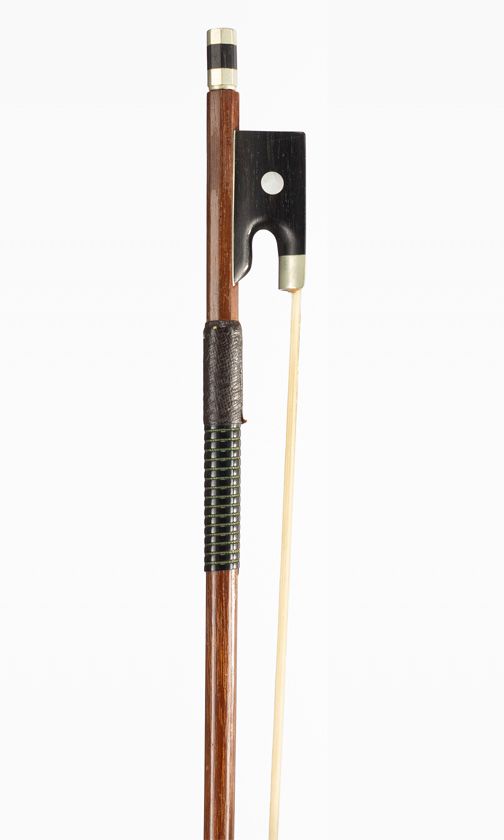 A nickel-mouted violin bow, unbranded