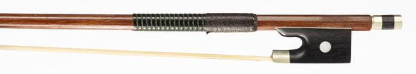 A nickel-mouted violin bow, unbranded