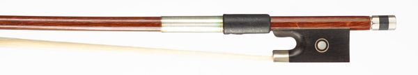 A small-sized nickel-mounted violin bow, unbranded