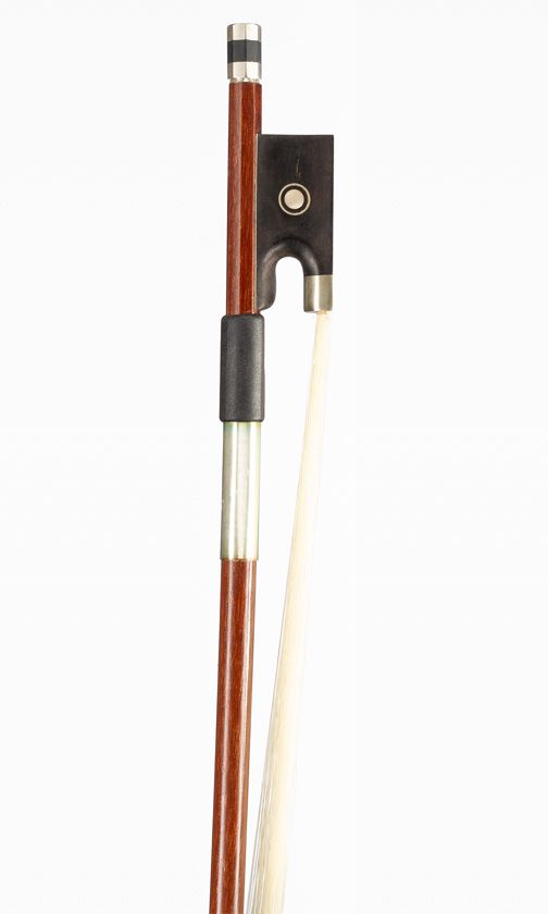 A nickel-mounted violin bow, unbranded
