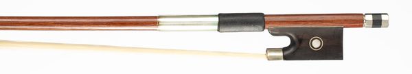 A small-sized nickel-mounted violin bow, unbranded