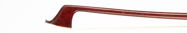 A nickel-mounted cello bow, branded Prima 200