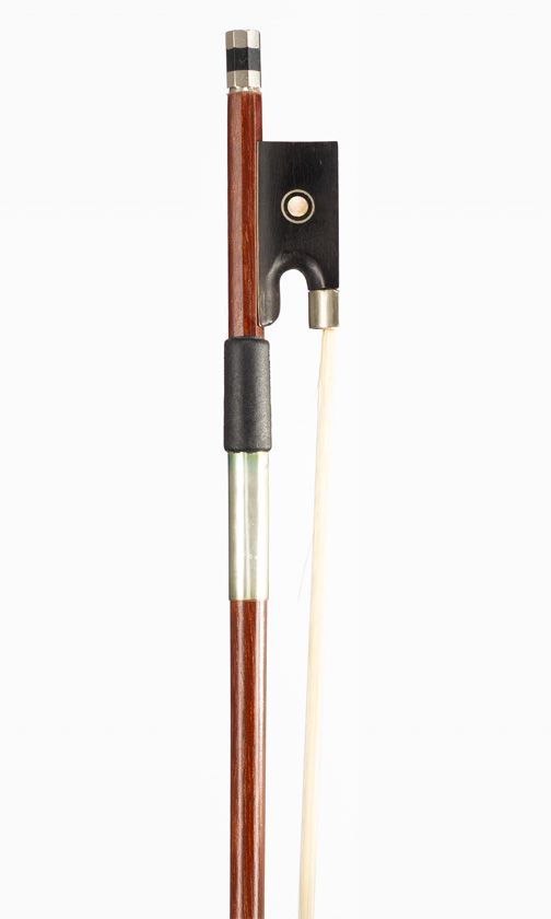 A nickel-mounted violin bow, unbranded