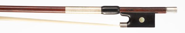 A silver-mounted violin bow, branded Sarasate