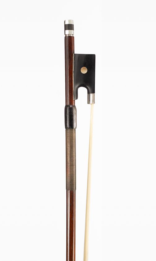 A silver-mounted violin bow, unbranded