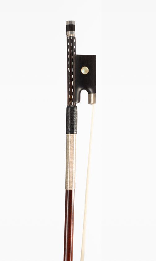 A silver-mounted violin bow, unbranded
