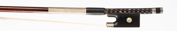 A silver-mounted violin bow, unbranded