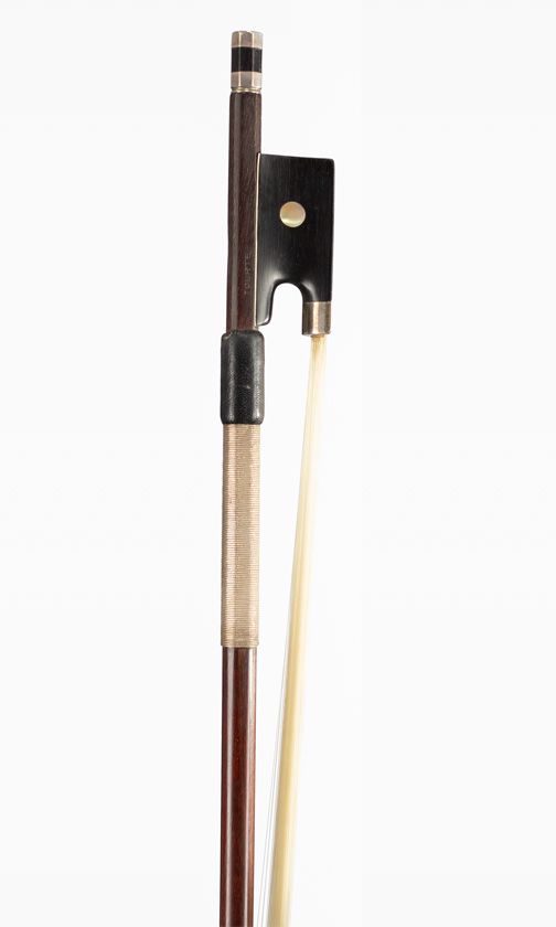 A silver-mounted violin bow, branded Tourte