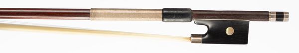 A silver-mounted violin bow, branded Tourte
