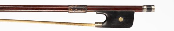 A silver-mounted cello bow, branded Tourte
