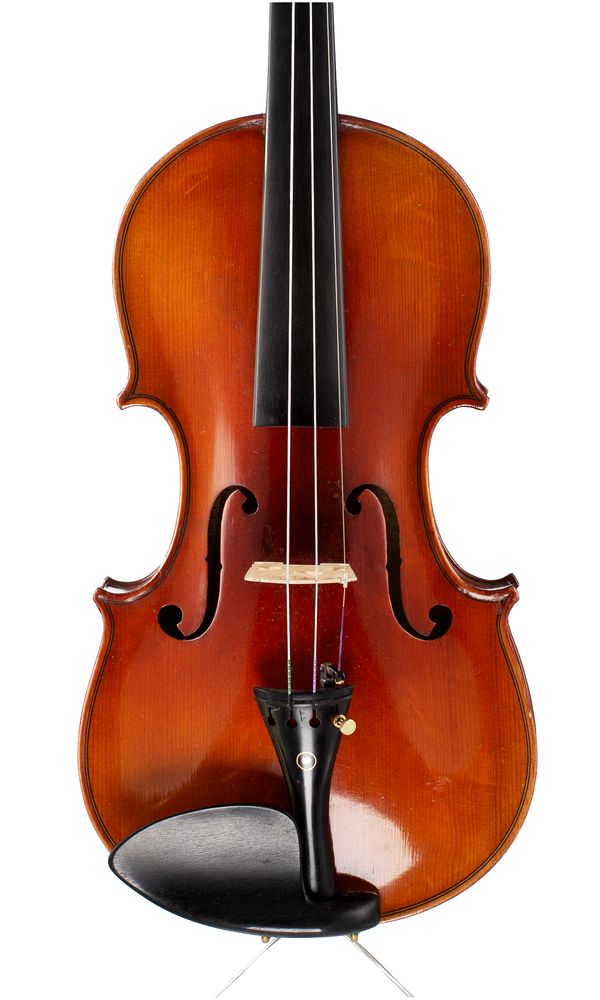 A violin, labelled Nicolaus Amatius