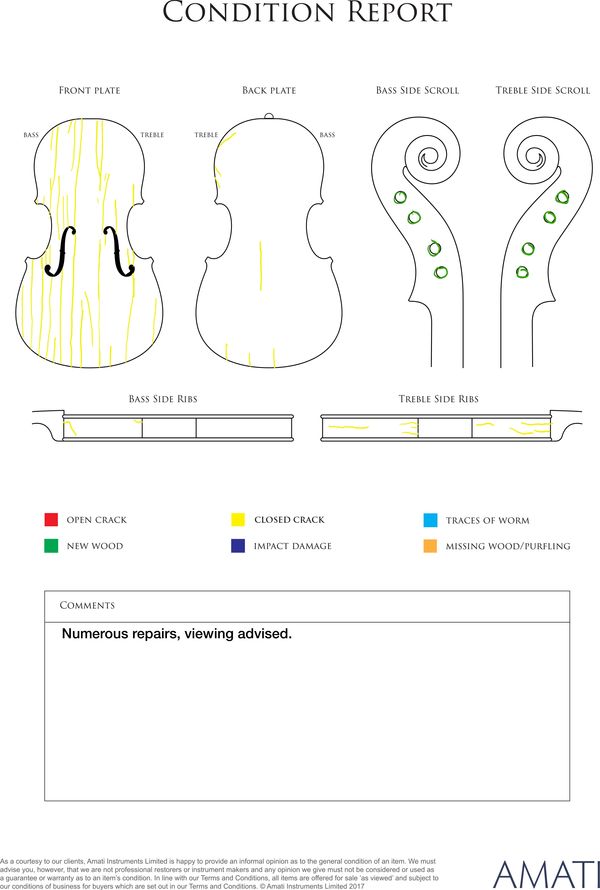 A viola, circa 1800 - condition report