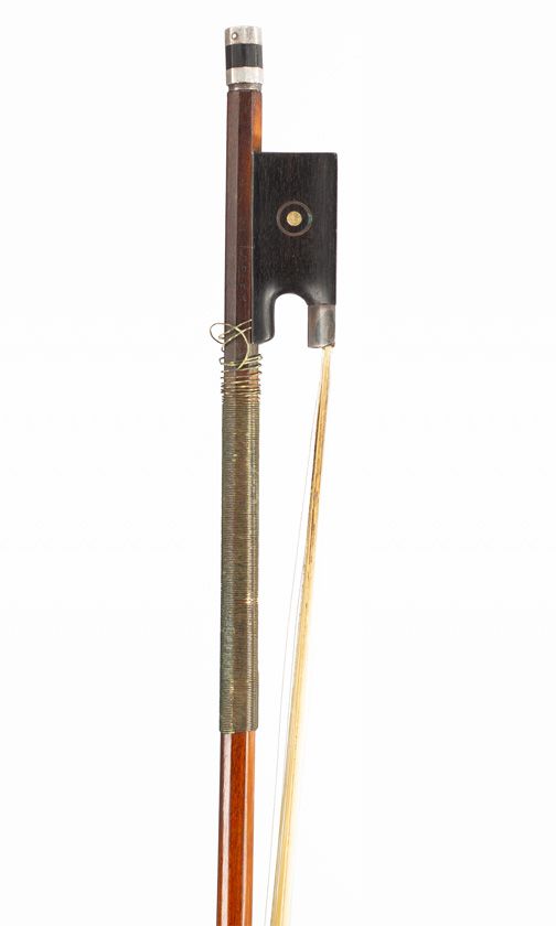 A silver-mounted violin bow, branded Blondelet