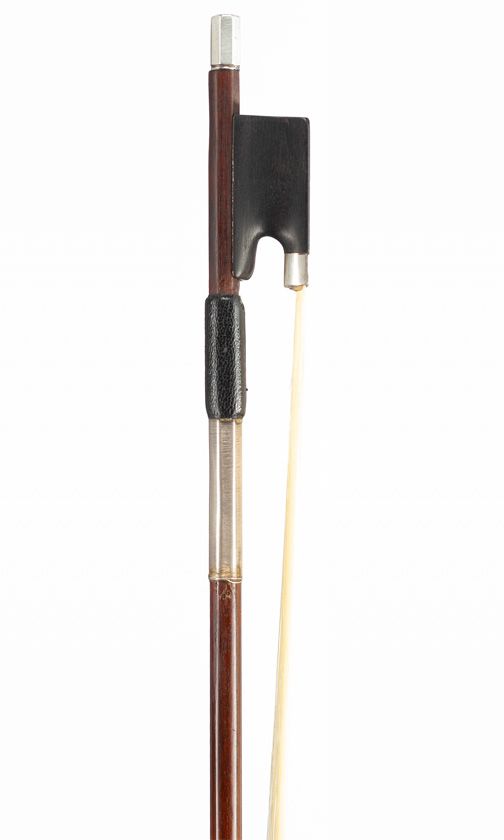 A silver-mounted violin bow, unbranded