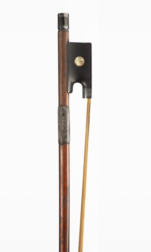 A silver-mounted violin bow, branded Tourte [?]