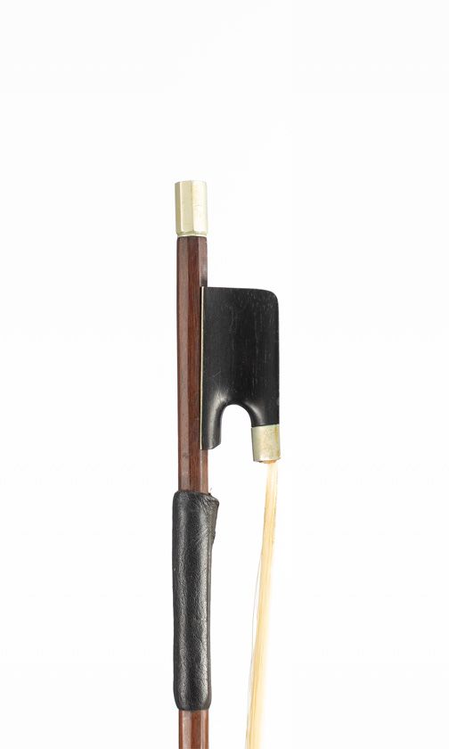 A nickel-mounted cello bow, unbranded