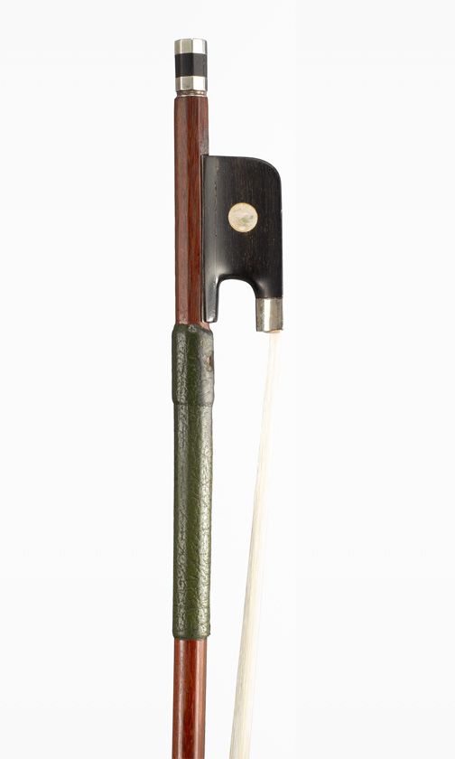A silver-mounted cello bow, unbranded