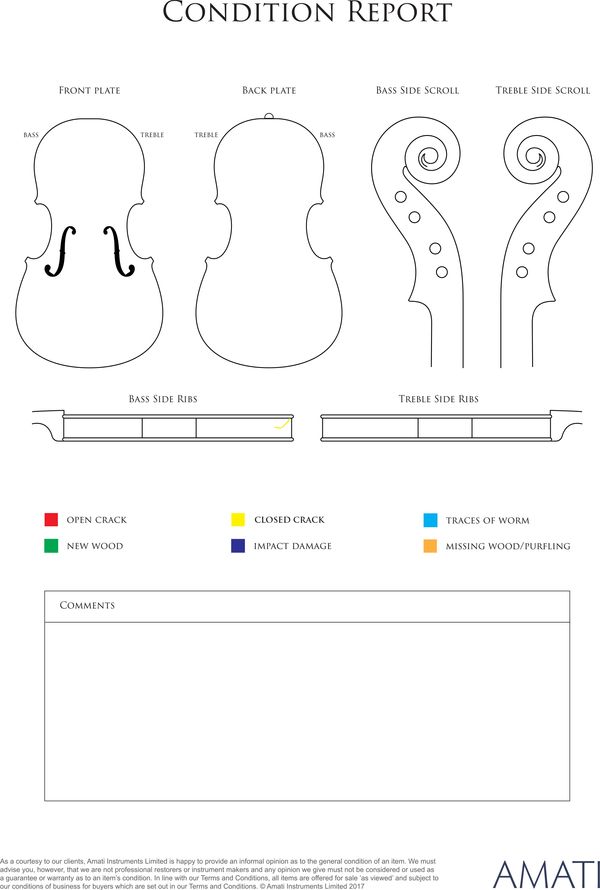 A violin, workshops of J. B. Colin, Mirecourt, circa 1890 - condition report