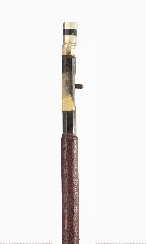 A nickel-mounted viola bow stick, unbranded