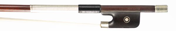 A nickel-mounted violin bow by Louis Bazin, Mirecourt, 1925