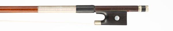 A nickel-mounted violin bow by Louis Morizot, Père, Mirecourt, 1935