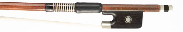 A nickel-mounted cello bow, Workshop of Roderich Paesold, Germany