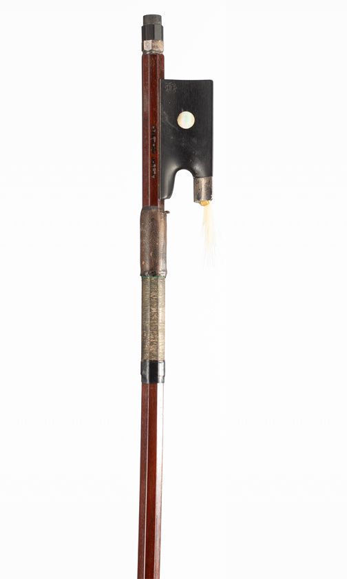 A silver-mounted violin bow, Workshop of Albert Schuster, Germany