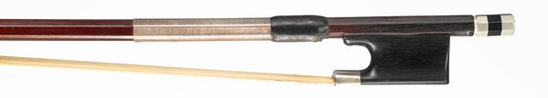 A nickel-mounted viola bow, branded Hart