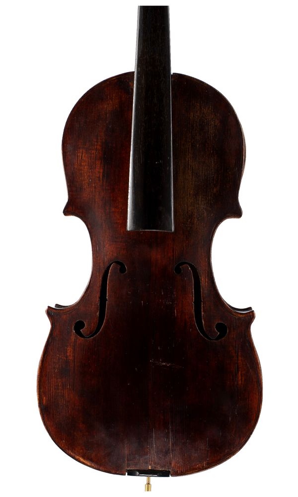 A violin, labelled Joseph Guarnerius