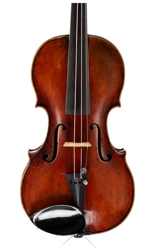 A violin, labelled Petrus Guarnerius