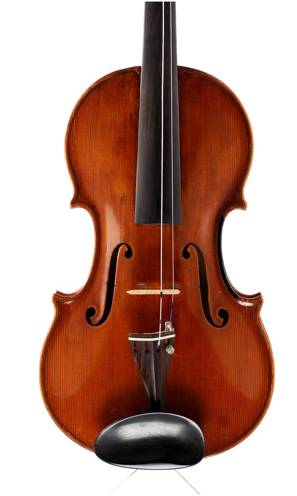 A violin, labelled Stefano Scarampella