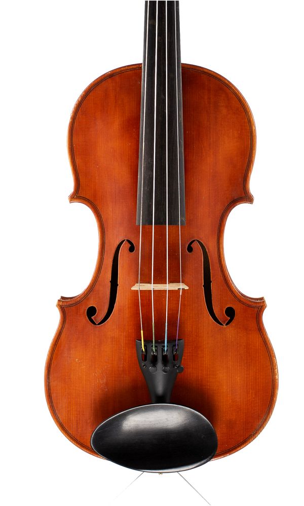 A violin, labelled Stefano Scarampella