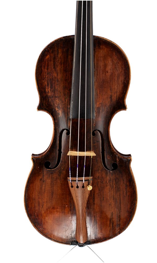 A violin, labelled David Tecchler