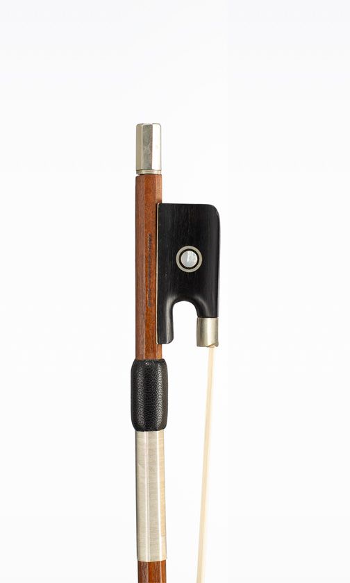 A nickel-mounted cello bow by Georges Barjonnet, France, circa 1955